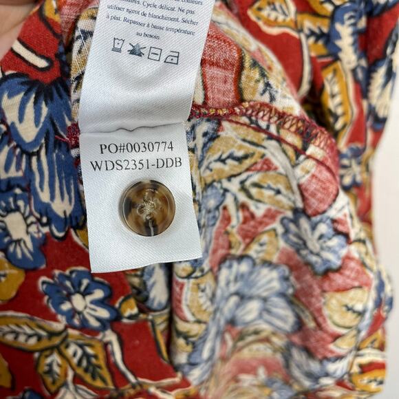 Faherty Carmel Linen Blend Belted Midi Dress Red Desert Bloom Flowy Classic XXL - Picture 16 of 17